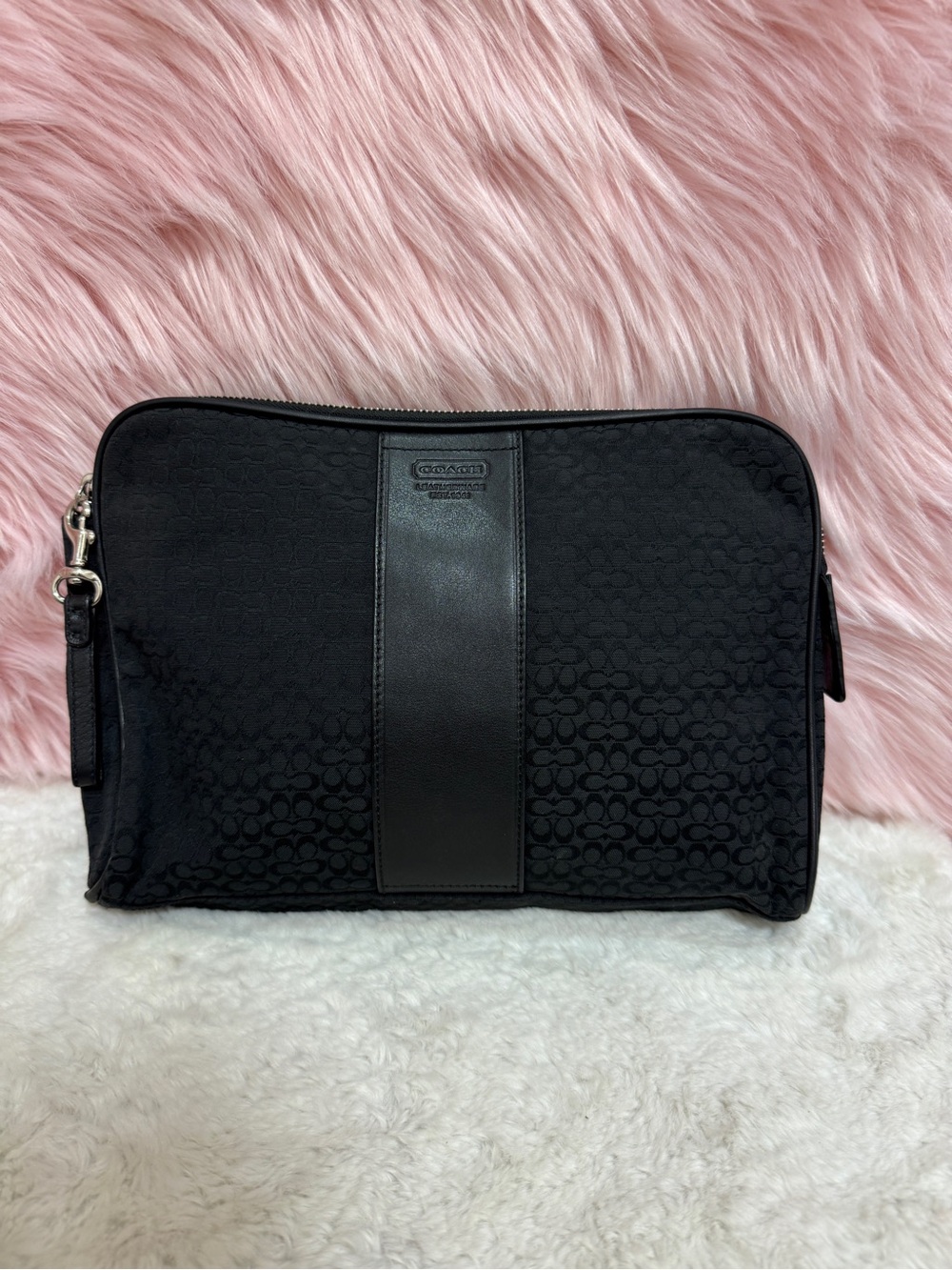 Coach Black Signature Travel Toiletry Kit